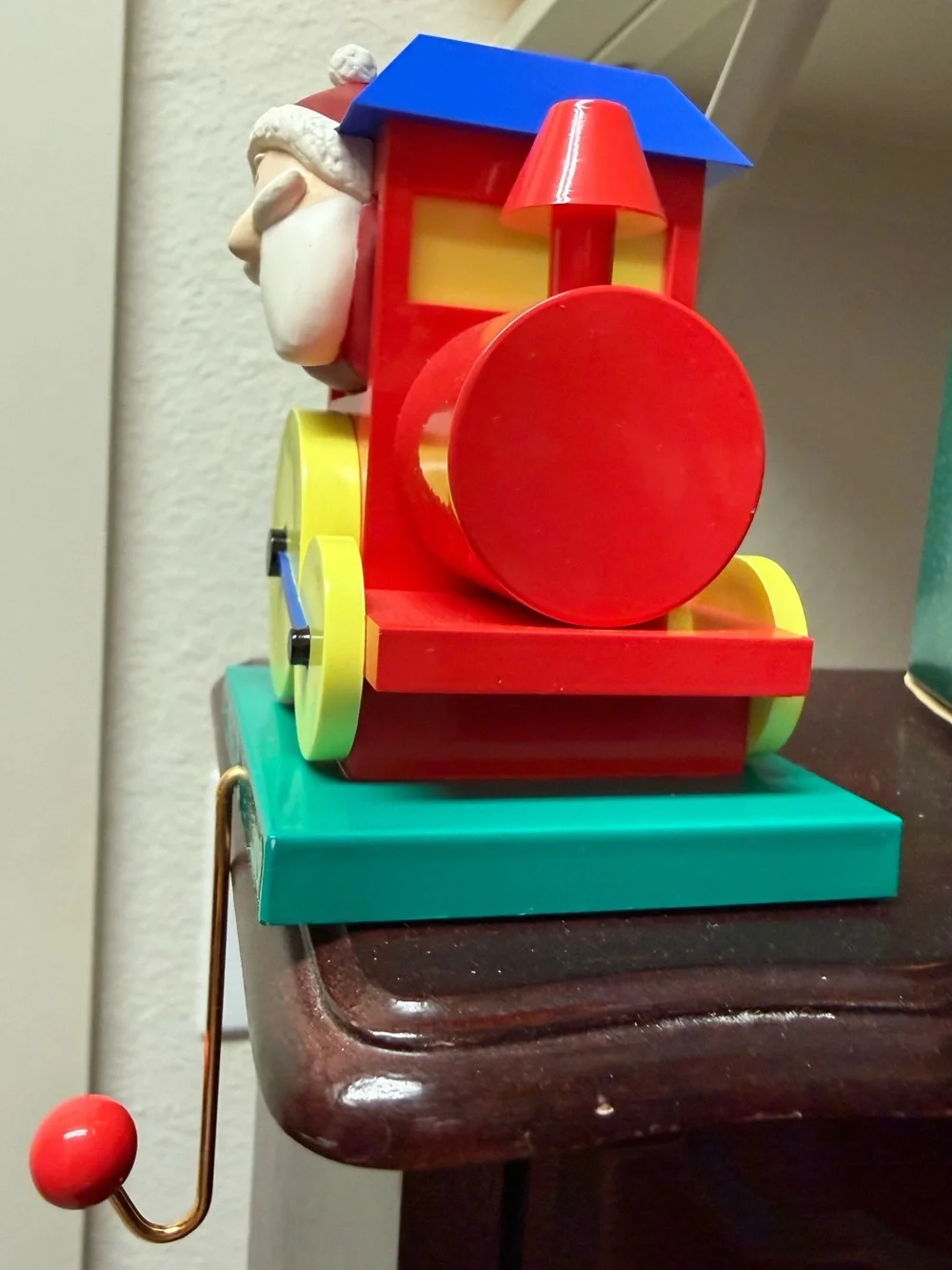 Hallmark Santa Christmas Train Stocking Hanger - Red, Yellow, Green, Blue
